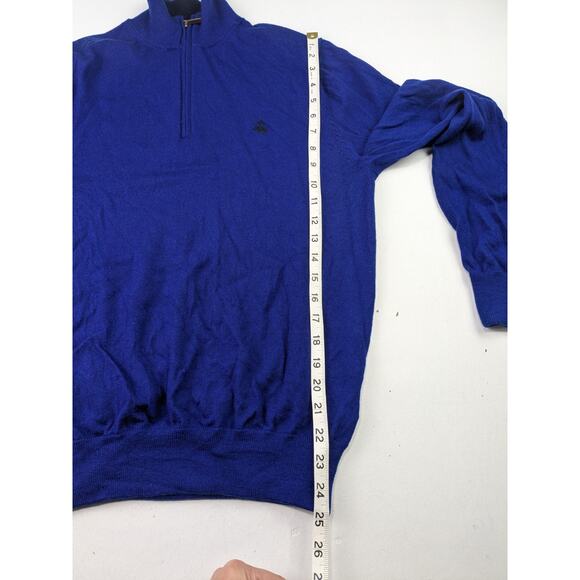 Brooks Brothers 346 Men's 100% Extra Fine Merino Wool Blue Sweater Medium - Picture 5 of 8
